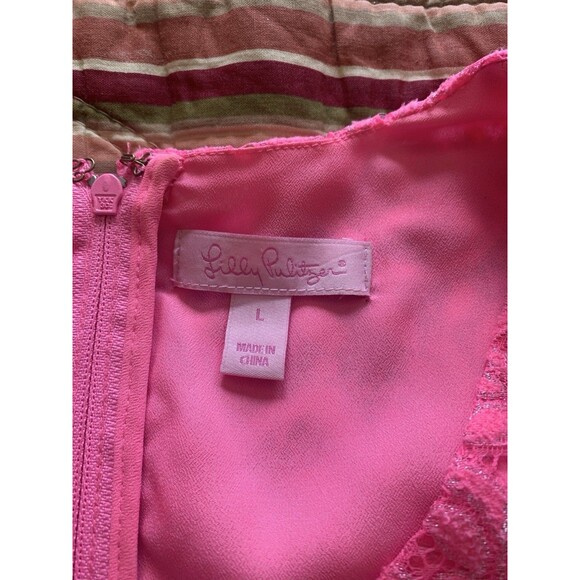 Lilly Pulitzer Sun-kissed Pink Erica Jungle Lace Shift Dress Size Large - Picture 3 of 8